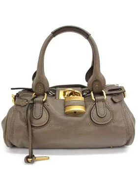 Chloe Paddington Bag Calfskin Leather Tote Shoulder Bag Brown